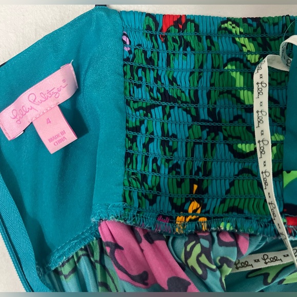 EUC LILLY PULITZER SIZE 4 JOANNA MAXI DRESS *SHAKE YOUR TAIL FEATHERS* HTF - Picture 2 of 7